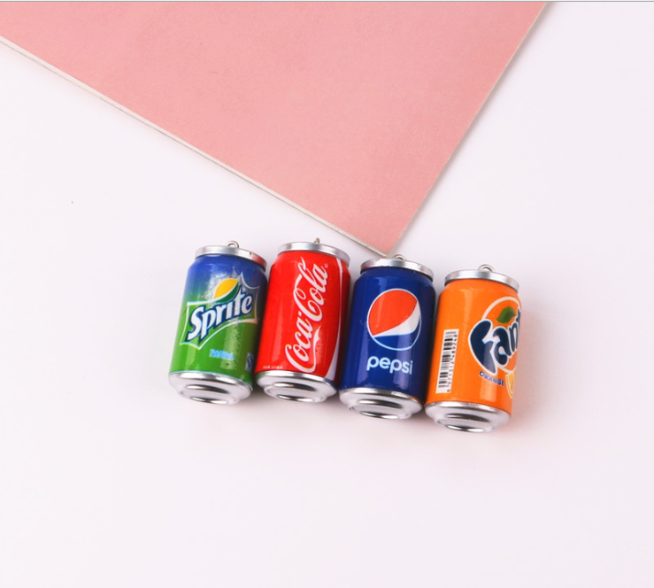 5pcs Mix Colors Cute 3D Plastic Imitation Drink Cans Miniature Food Art Supply DIY Decoration Charm Craft,23*40mm