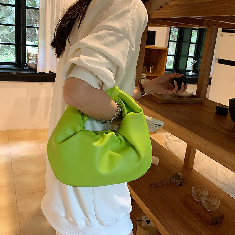 Autumn new fashion simple handbag high end niche design pleated cloud bag