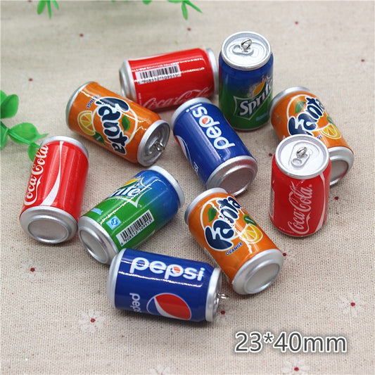 5pcs Mix Colors Cute 3D Plastic Imitation Drink Cans Miniature Food Art Supply DIY Decoration Charm Craft,23*40mm